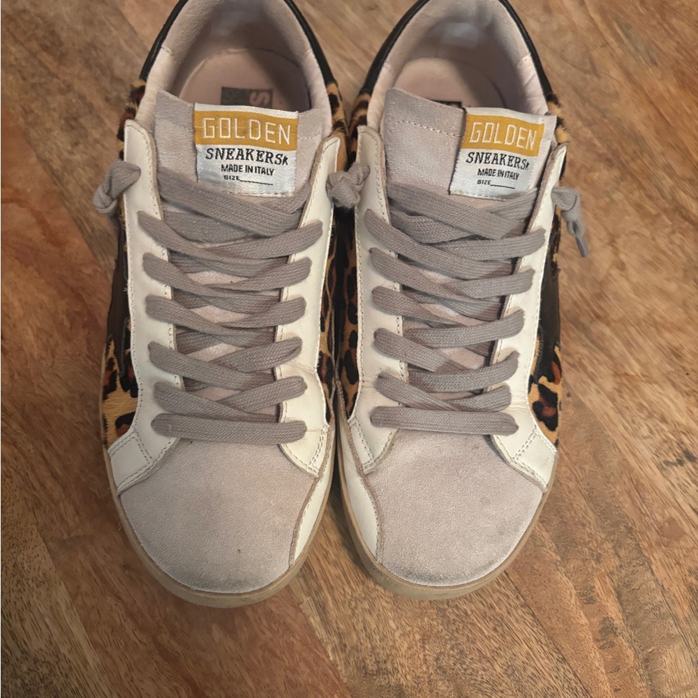 Women's Sneakers - Beige and Leopard Print